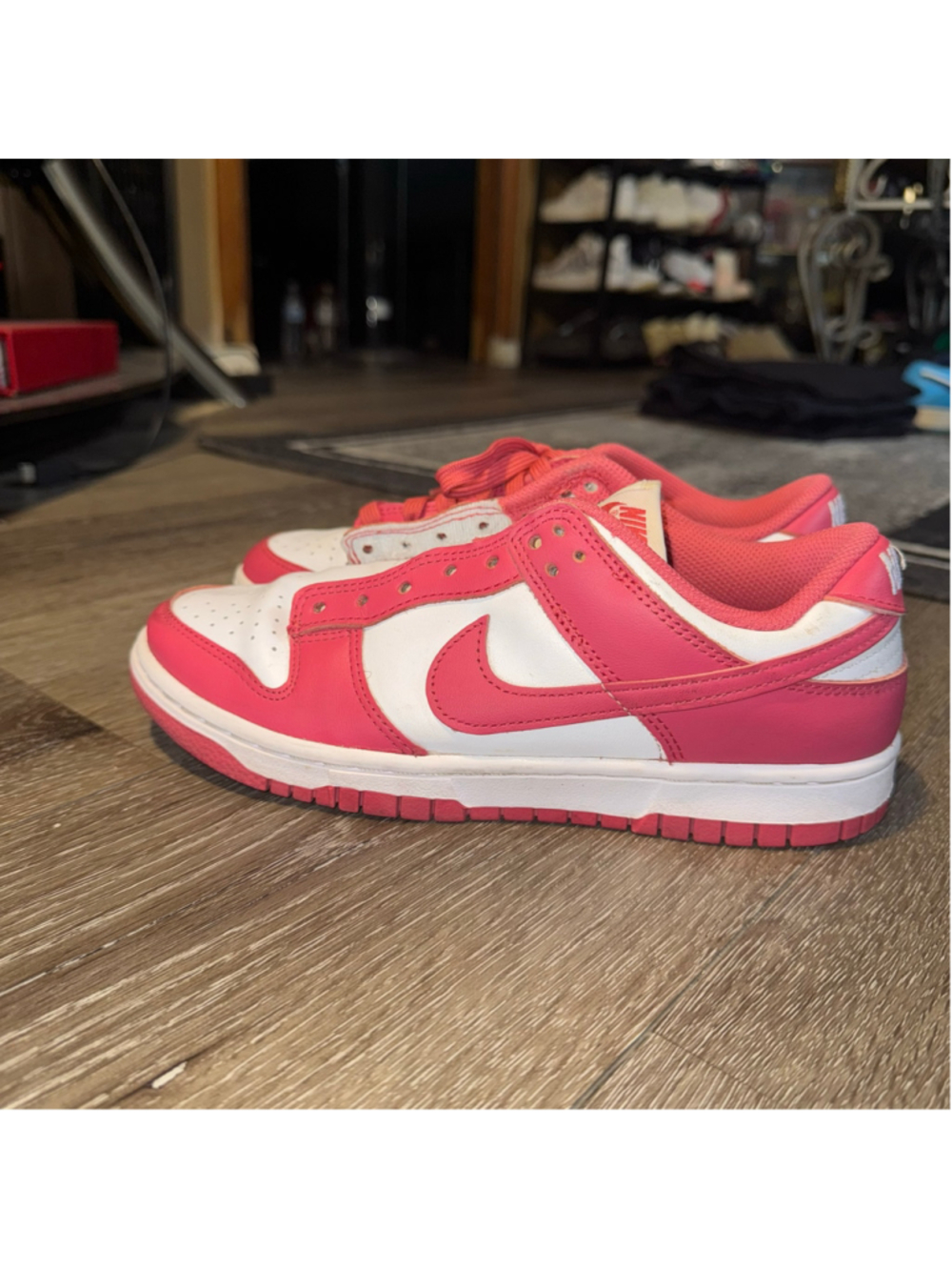 Nike Dunk Low Sneakers Pink and White Size 7 - Picture 4 of 9